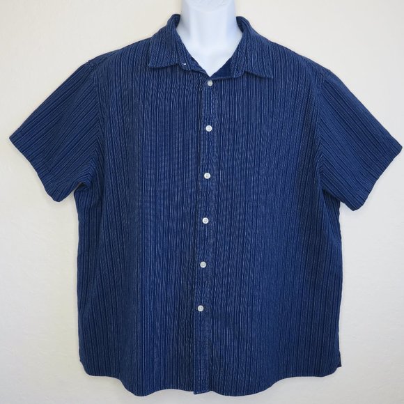 Goodfellow* Men's Short Sleeve‎ Button Down Straight Hem Striped Shirt~ Size XXL - Picture 1 of 12